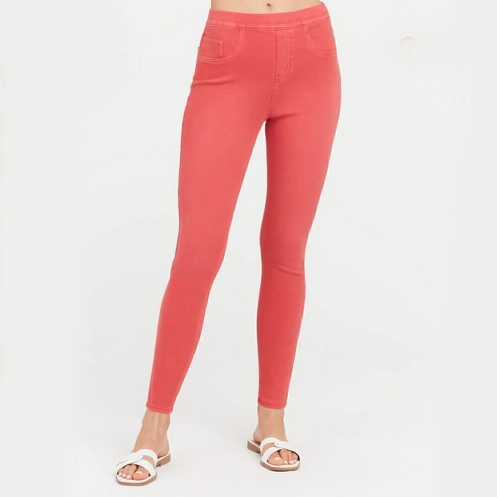 Spanx Small Ankle Jean-ish Leggings Island Red Stretch High Rise 27" Inseam NWT